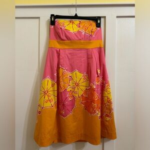 Lilly Pulitzer Pink/Orange Umbrella Print Betsey Strapless Ella Dress 2